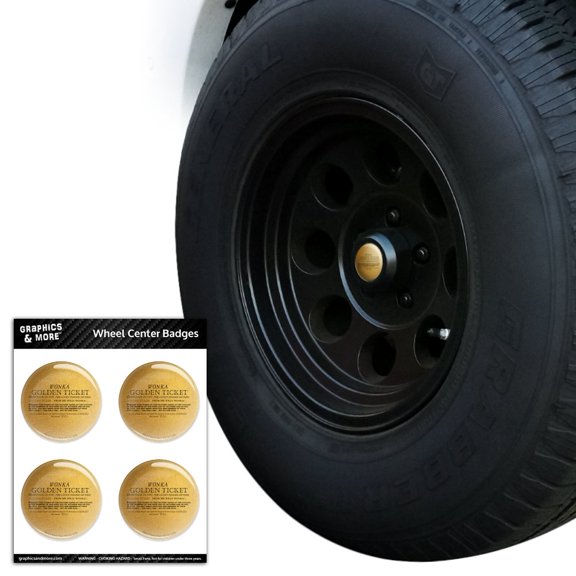 Willy Wonka and the Chocolate Factory Golden Ticket Tire Wheel Center Cap Resin-Topped Badges Stickers