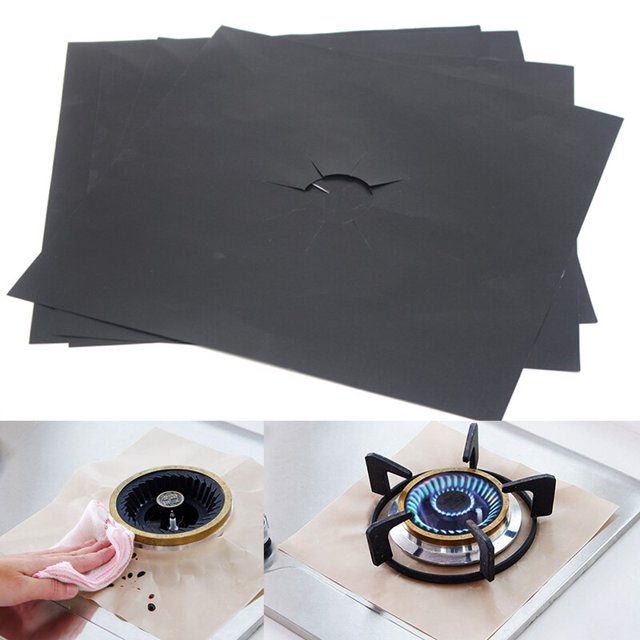 New Gas Stove Protectors Reusable Gas Stove Burner Covers Kitchen Mat Gas Stove Stovetop Protector Cleaning Pad Liner CoverSilver 2PCS He Qiyong unisex