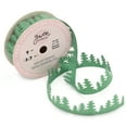 thumbnail image 2 of Die Cut Green Christmas Ribbon, Christmas Trees Design, 7/8" x 12 Yards By Gwen Studios, 2 of 5