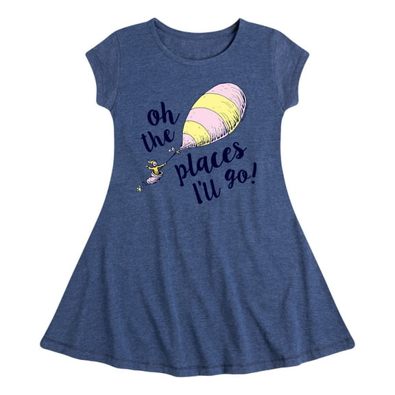 Dr. Seuss - Oh! The Places I'll Go - Girls Fit And Flare Cap Sleeve Dress