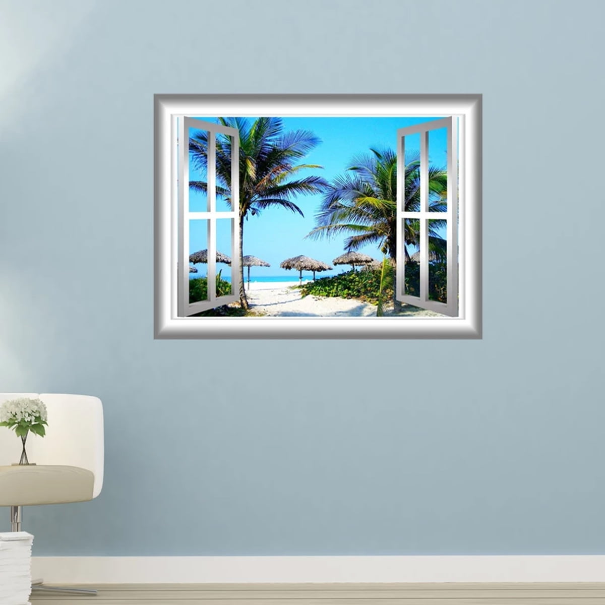 Huge Window Wall sticker Beach Palm Vinyl Decor 3d Mural Art Home Removable 