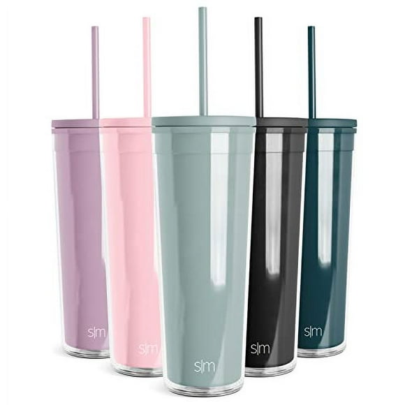 Simple Modern Gobelet en Plastique avec Paille et Couvercle / Tasse de Café Glacé Réutilisable Tasse à Smoothie / Cadeaux pour Femmes et Hommes / Collection Classique / 24 Oz / Verre de Mer Sauge