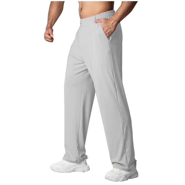 Enjoytime Baggy Sweatpants Men Solid Color Straight Leg Plus Size Pants Running Athletic Active Workout Mens Joggers Gray XXL