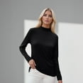 thumbnail image 3 of Mock Neck Tops for Women Basic Long Sleeve Layering Shirts Dressy Casual Loose Lightweight Turtleneck Tops Black L, 3 of 4