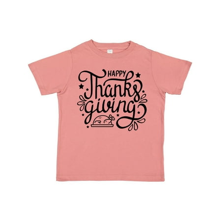 

Inktastic Happy Thanksgiving Hand Lettering with Turkey and Stars Gift Toddler Boy or Toddler Girl T-Shirt