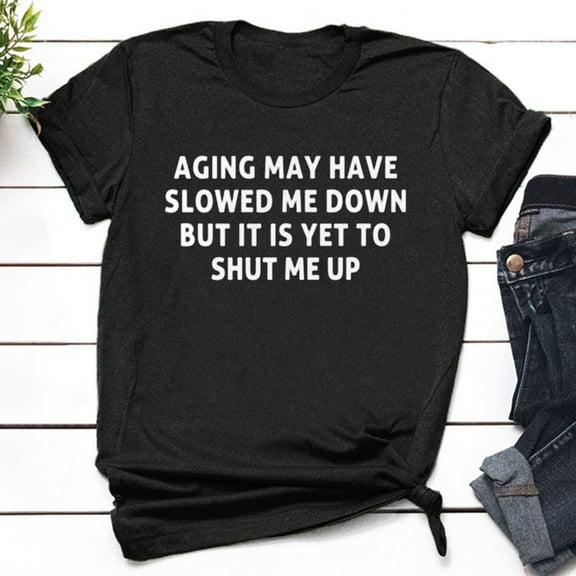 Tejiojio Tops for Women, Summer Women's Shirt Tees Funny Cute Short Sleeve Fun Letter Print T Shirt Gift Tops Blouse Gift For Couples