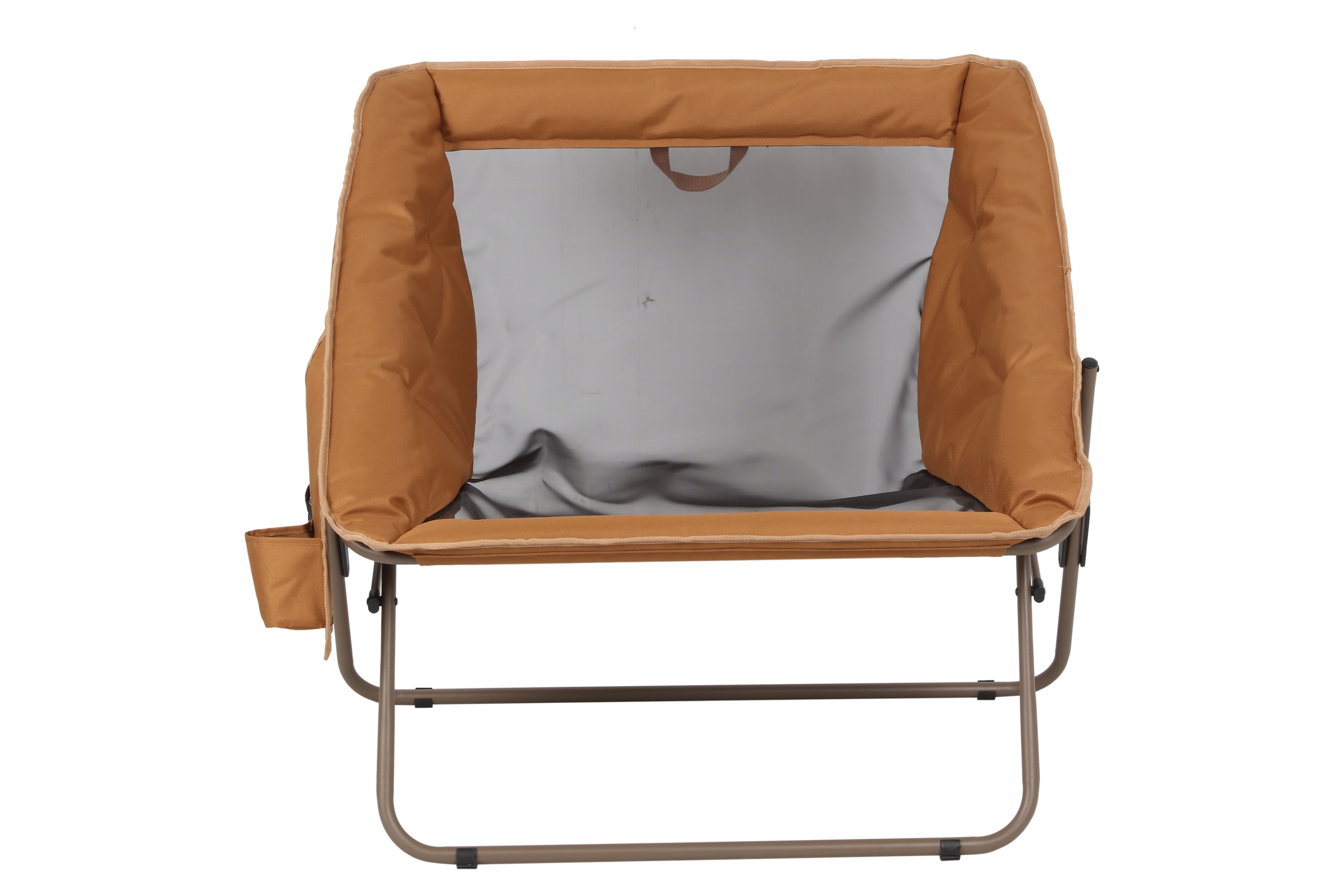 Ozark Trail Padded Foldable Camping Glamping Chair with Side Storage, Brown and Beige, Adult