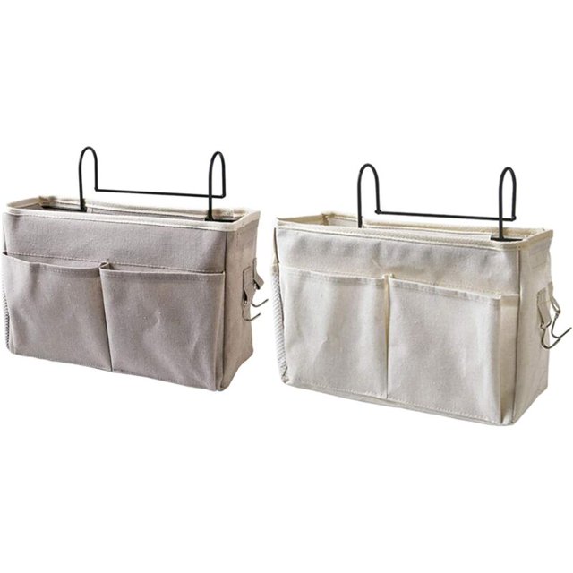 Organizador de mesita de noche de 2 piezas, bolsillos colgantes para mesita de noche, bolsa de almacenamiento colgante para mesita de noche, bolsillo de almacenamiento para mesita de noche, para reloj