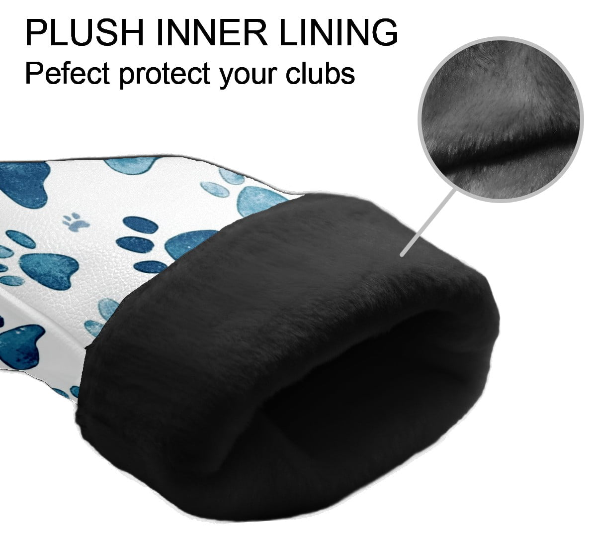Golf Club Covers PU Leather Waterproof Head Covers for Fairway Woods Hybrids Cute Paw Prints Unisex Fits Most Brands