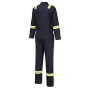 Portwest F129 Mens Modern Reflective Iona Extra Cotton Work Coverall Navy, Small