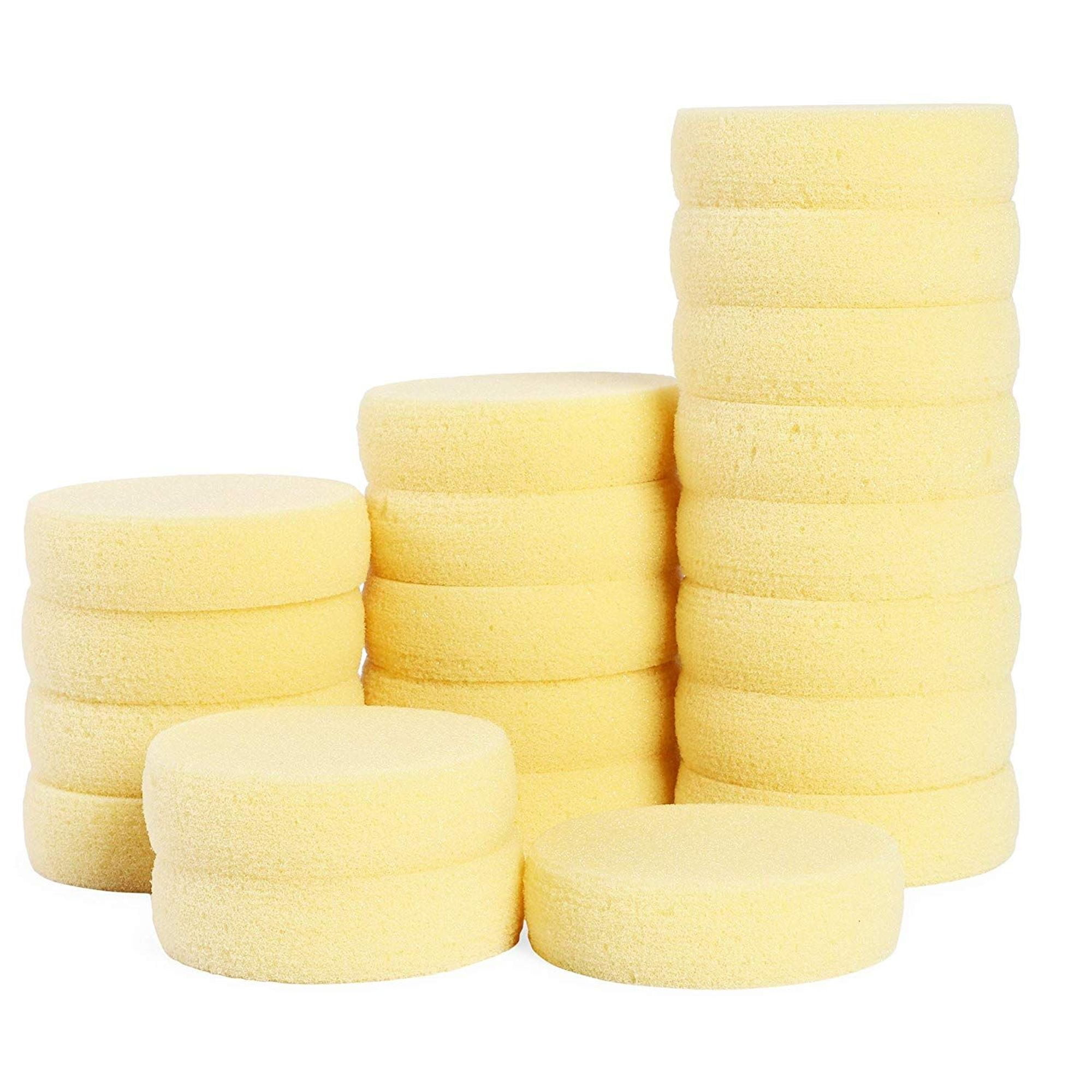 20 Pack Round Synthetic Sponge, 3.5 x 1 inch Light Yellow Artist