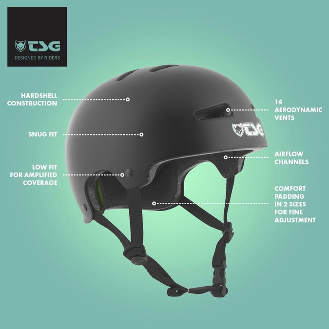 TSG Evolution Multi-Color Skate Bike Helmet, ABS Hardshell, Snug Fit,Low Fit