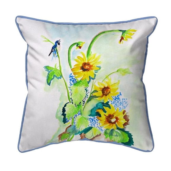 Betsy Drake HJ1049 18 x 18 in. Sunflower & Bird Large Indoor & Outdoor Pillow
