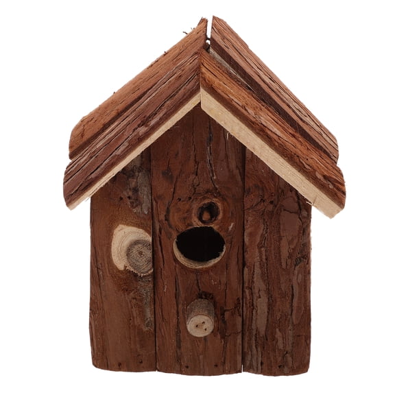 Wooden Bird House for Decor Dark Red Synthetic Material Attracts Wild Birds Safely 7.5 Inches