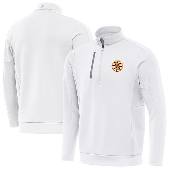 Men's Antigua White Boston Bruins Generation Quarter-Zip Pullover Top