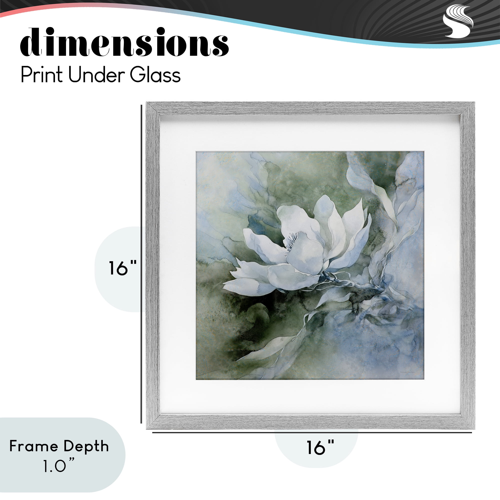 Stupell Industries Fluid Whimsical Flower Gray Framed Print Under Glass, design by Svetlana Aleynikova