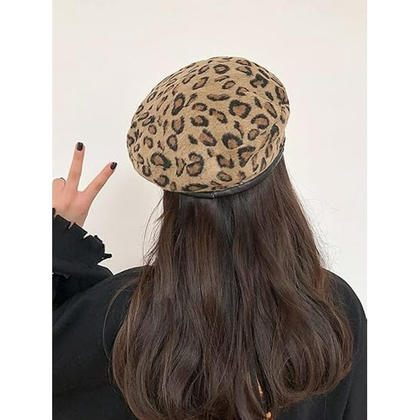 Leopard Print Beret Hat Animal Cheetah Pattern French Hats