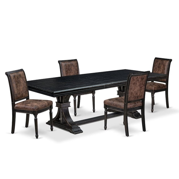 Luxe by East West Furniture 5 piece Mid Century Dining Table Set of a Dining Table and 4 Dinner Chairs