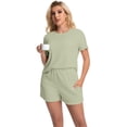 thumbnail image 5 of DAKIMOE Womens Pajamas Set, 2 Piece Ribbed Knit Pjs Short Sleeve Sleepwear Set Soft Pj Lounge Sets, 5 of 5