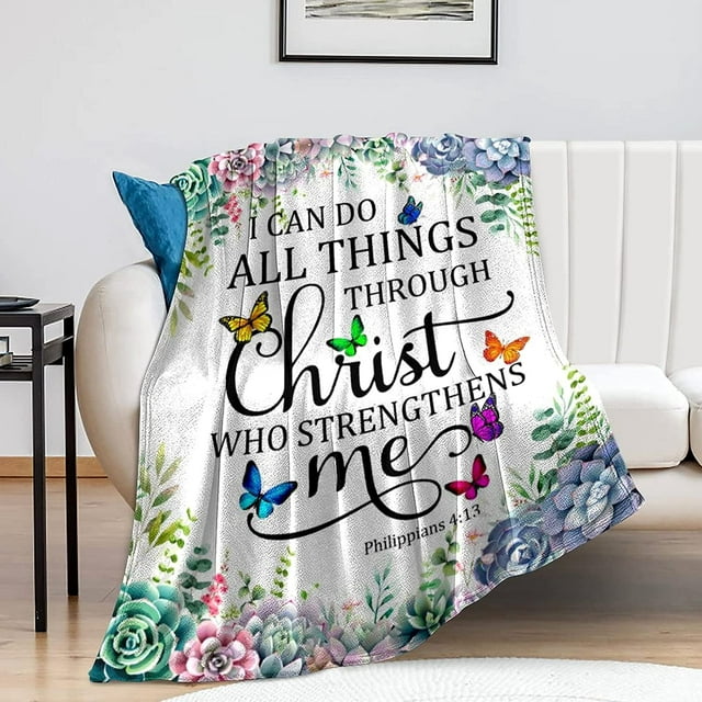 LHSHID Christian Gifts for Women Inspirational Religious Blanket Bible Verse Scripture Prayer Throw Blanket Soft Flannel Healing Blanket 30"x40"