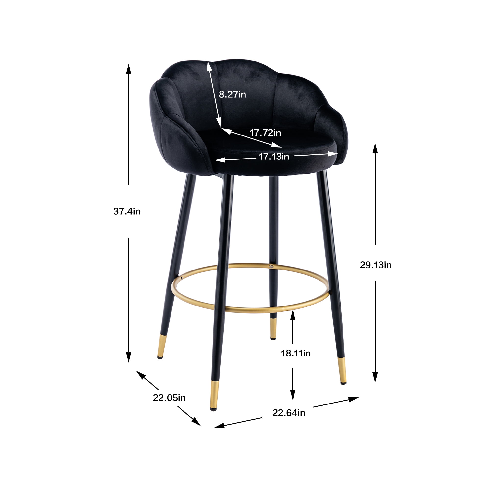Resenkos Bar Stools Set of 2,with Back and Footrest Counter Height Dining Chairs,Black Resenkos Bar Stools Set of 2,with Back and Footrest Counter Height Dining Chairs,Black