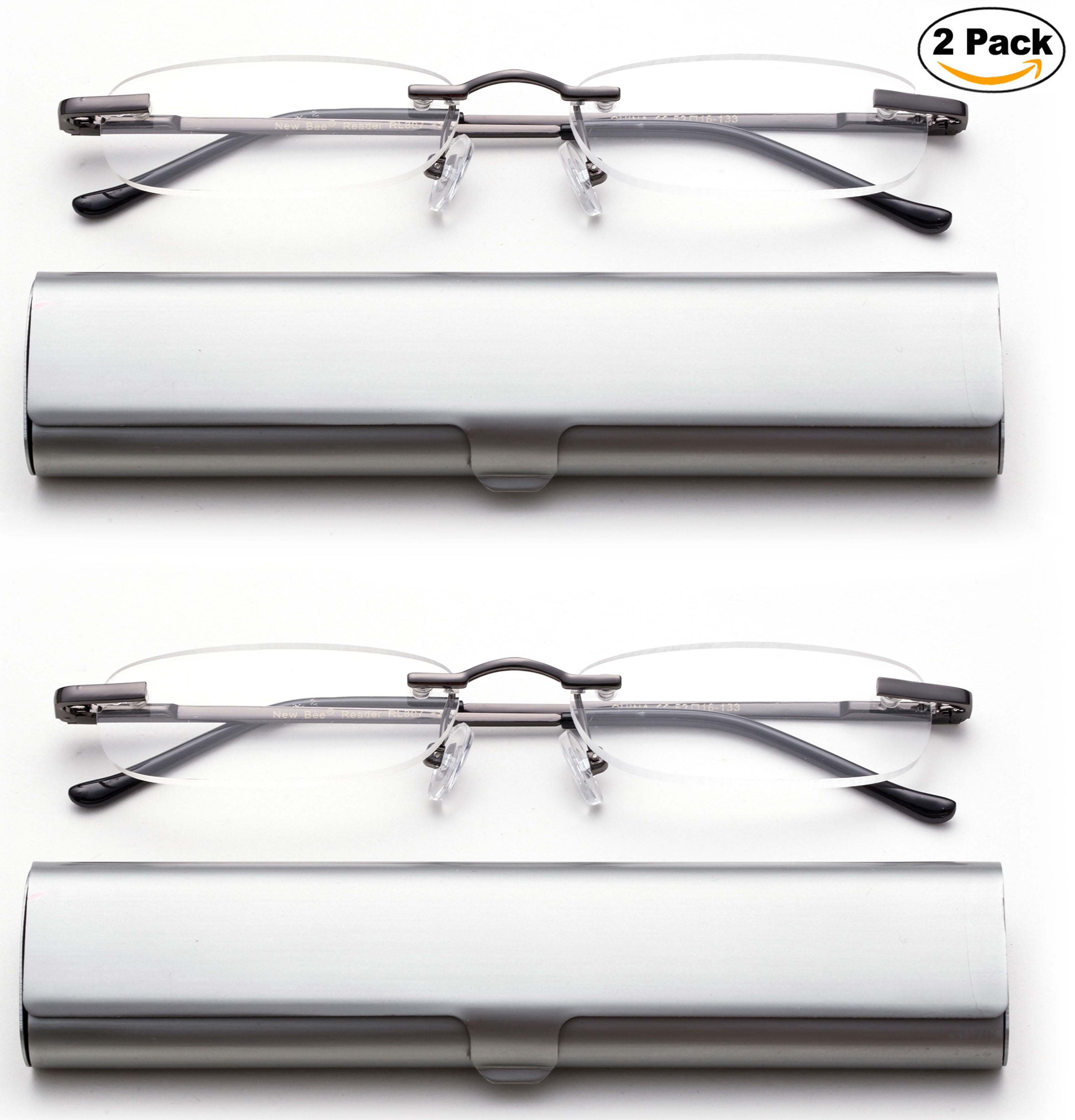 Newbee FashionPortable Compact Reading Glasses in Aluminum Case Metal