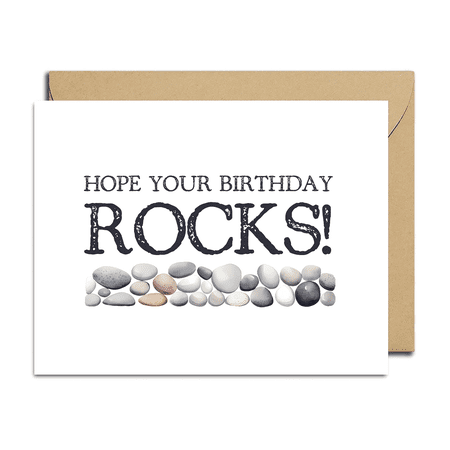 Hope Your Birthday ROCKS! Fun Birthday Card with Stone Design - Blank Inside, Envelope Included - Perfect for Celebrating Friends and Family Birthdays