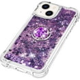 thumbnail image 3 of Glitter Case for Apple iPhone 14, Bling Sparkle Floating Cover Liquid Fashion Girly Women Girls Clear with Ring Holder Phone Case for iPhone 14  Purple, 3 of 11