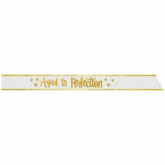 Birthday 'Golden Age' Iridescent Glitter Fabric Sash (1ct)