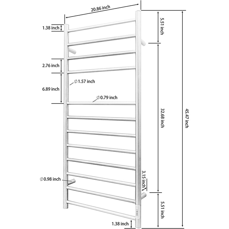 KEG Towel Warmer Wall Mounted with Built-in Timer 12 Bars Electric  Stainless Steel Heated Towel Racks for Bathroom, Hot Plug-in Bath Towel  Heater Brushed Nickel - Walmart.com