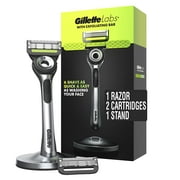 SHIJI65 Mens Razor with Exfoliating Bar by SHIJI65 Labs, Shaving Kit for Men, Includes 1 Handle, 2 Razor Blade Refills, 1 Premium Magnetic Stand