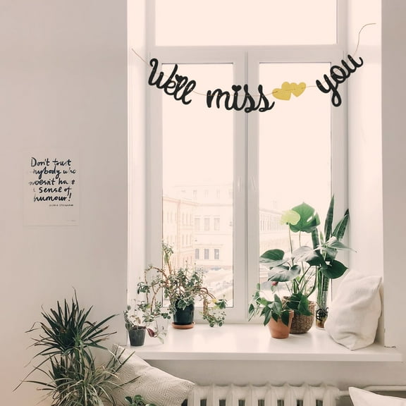 KALLORY 1Set Retirement Glitter Banner Black Heart Letter Theme Decoration for Men Parties Garland Layout