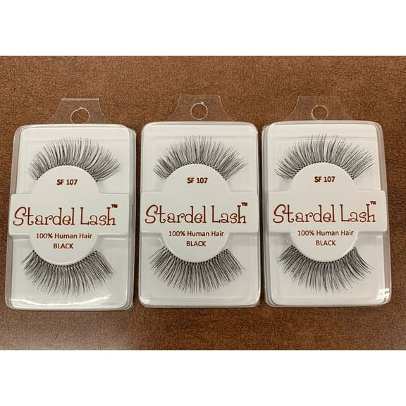 Stardel Lash 100% Human Hair Eyelashes Black - SF 107(pack of 3)