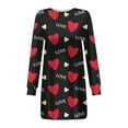 thumbnail image 4 of Long Sleeve Dresses for Women Casual Round Neck Dress with Valentine Heart Print Casual Comfortable Outfits Fashion Women Fall Dresses Black L, 4 of 4