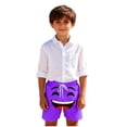 thumbnail image 4 of Toddler Boys Swim Trunks for Boys Solid Color Expression Print Breathable Shorts with Pocket Polyester, 4 of 7