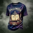 thumbnail image 4 of YNGKMEA Mens Short Sleeve Shirts Halloween Crewneck Graphic Costumes Vintage Pumpkin Letter Print Tshirt, 4 of 4