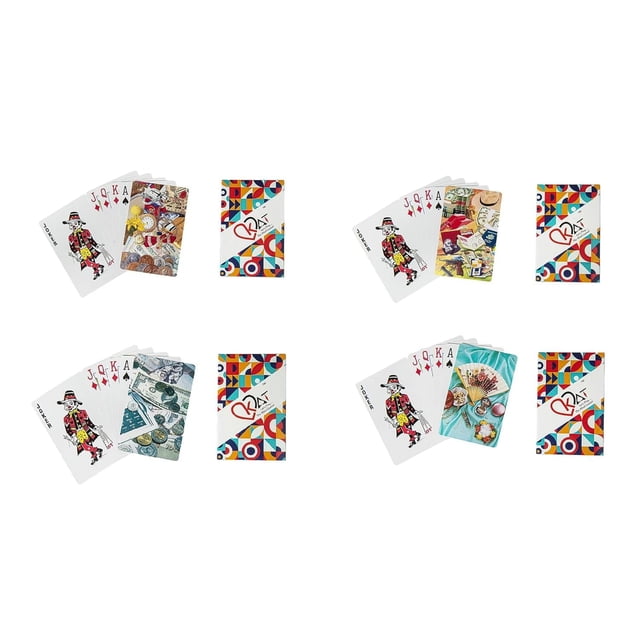 Kat Let’S Play 4 Piece Playing Cards Plastic Coated Design A B C D Multicolour Pack Premium Art Card Paper Deck For Bridge Rummy Poker Diwali Taash Game With Much Better Look | Use For Party & Game