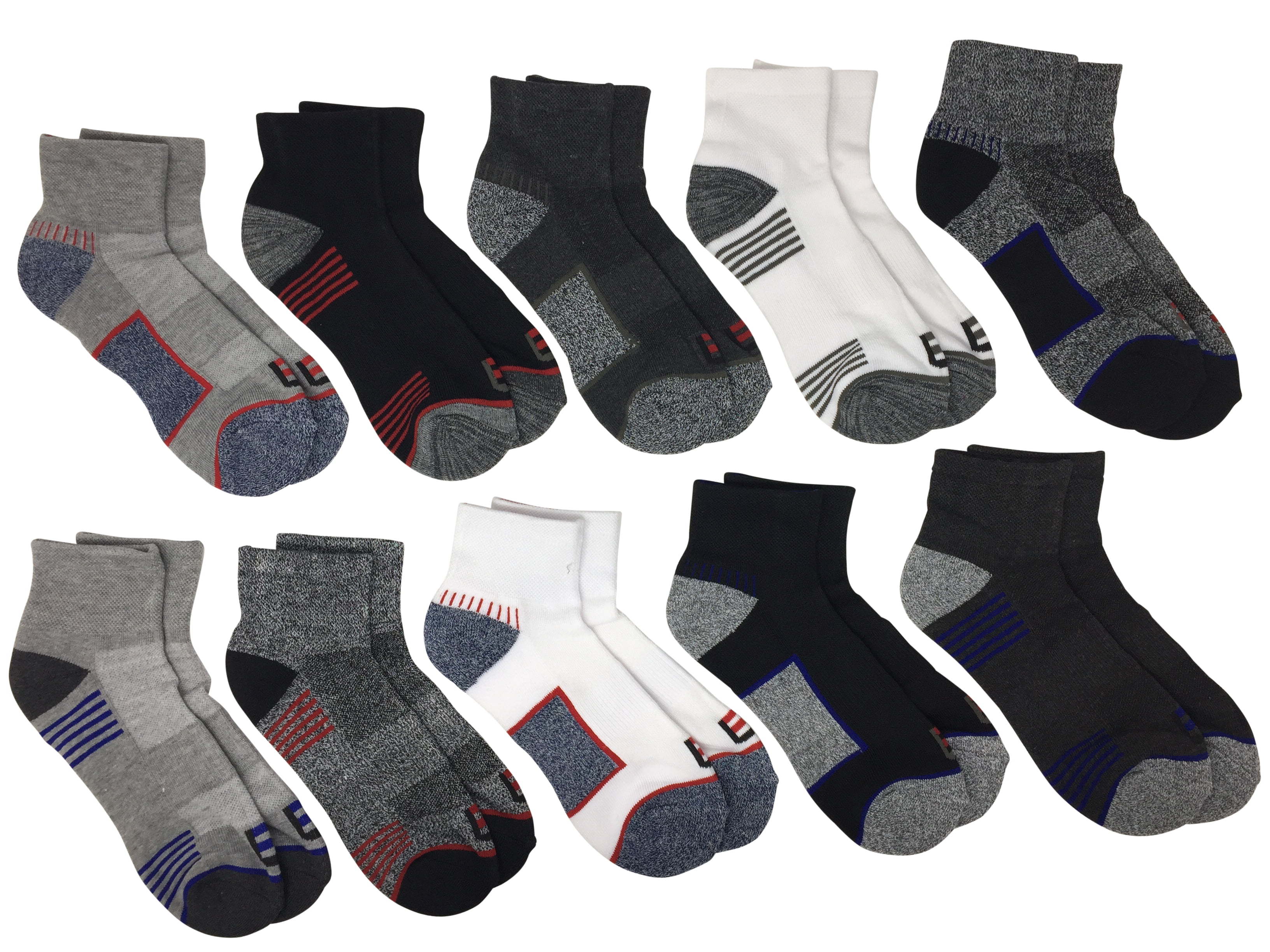 Locker Room - Locker Room Athletic Socks, Black/Grey/White, One Size ...