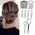 thumbnail image 1 of Herramientas de peinado para diseño de cabello rápido, accesorios, accesorios para cabello DIY, kit de herramientas de modelado de cabello, kit de peluquería, juego de 8 moños para peinar., 1 of 9
