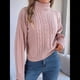 thumbnail image 5 of Suéter de Mujer con Cuello Redondo, Botones Texturizados, Mangas Farol, Jersey de Punto Rosa M, 5 of 10