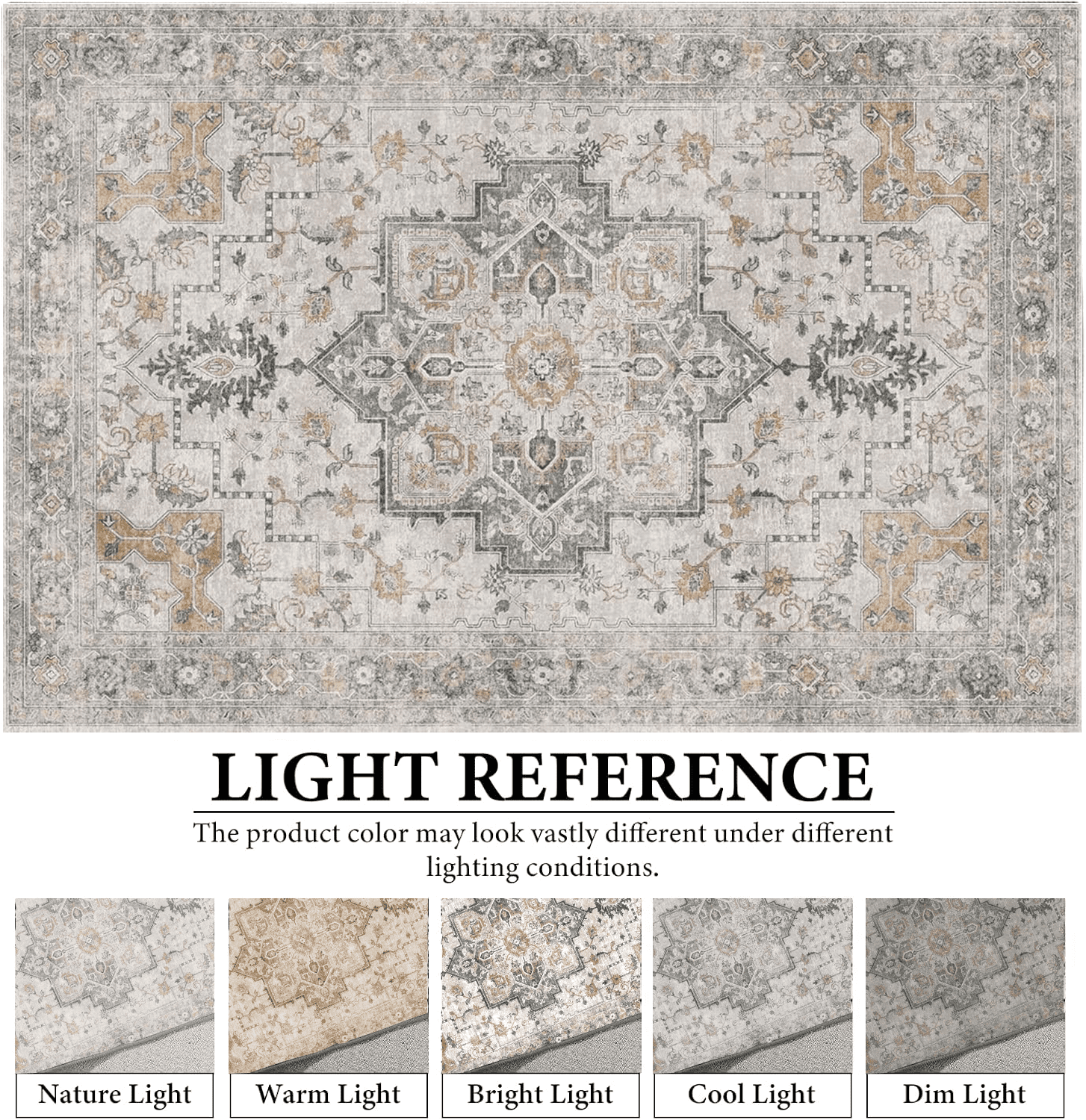 Runner Rugs for Hallway, 2x10 Washable Soft Non Slip Floor Rugs for Kitchen, Modern Mat for Living Room Bedroom Entryway Gray & white