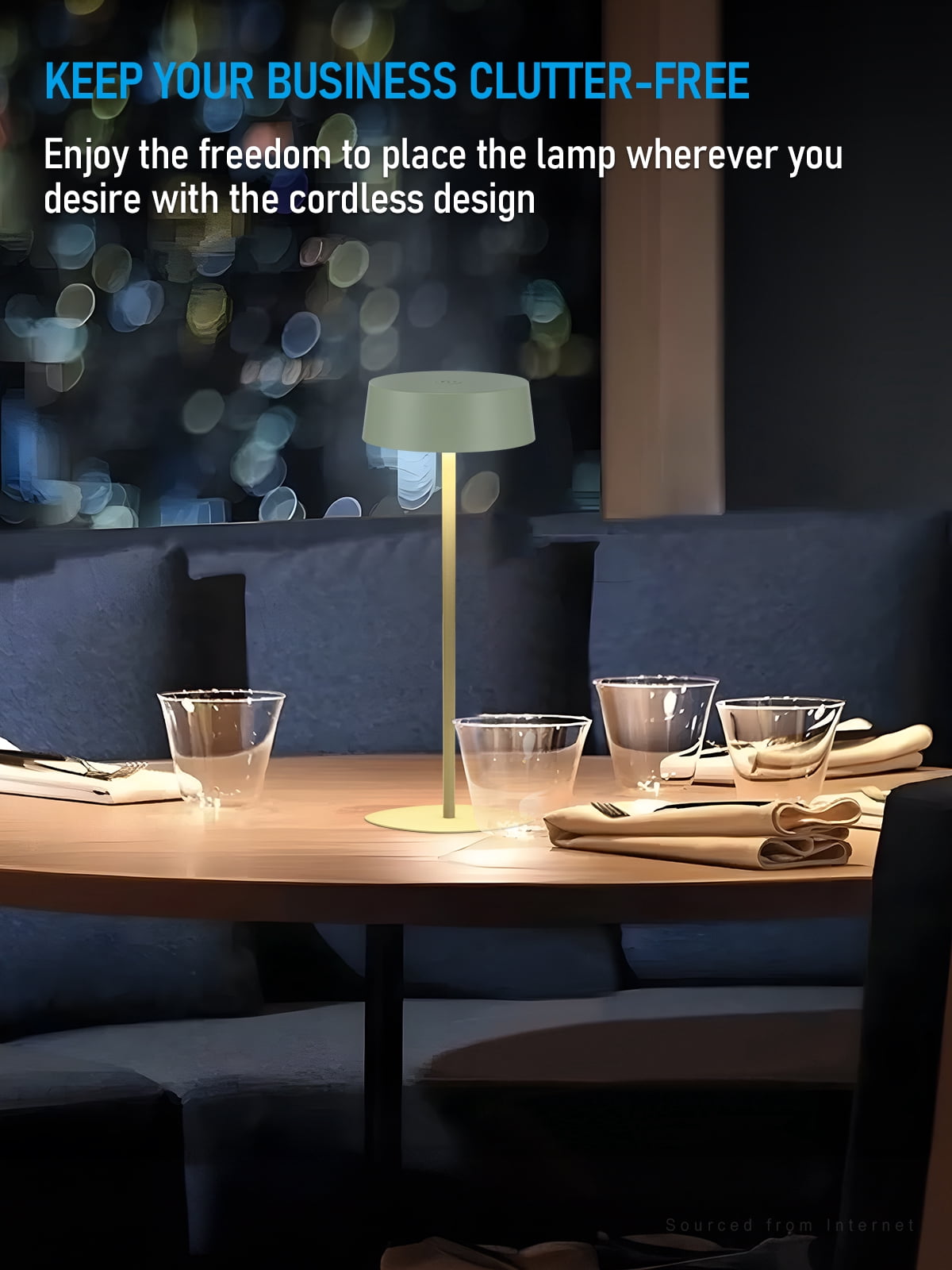 2 Pack Cordless LED Table Lamp, Aluminum Portable Rechargeable Desk Lamp, Dimmable Touch Lamps for Bedroom Living Room Restaurant Patio, Green