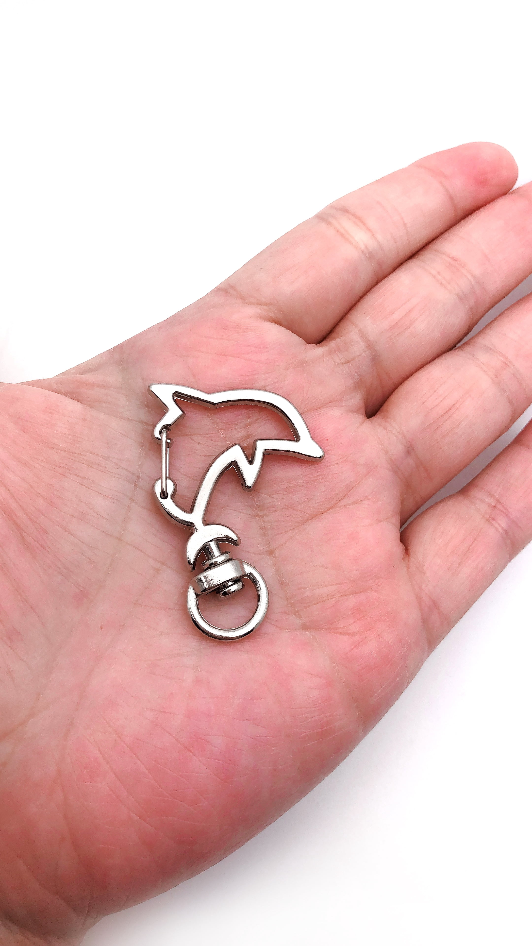 Pack of 100 Metal Dolphin Shaped Spring Snap Keychain Clip Hanging Buckle Key Ring DIY Craft Key Chains Accessories