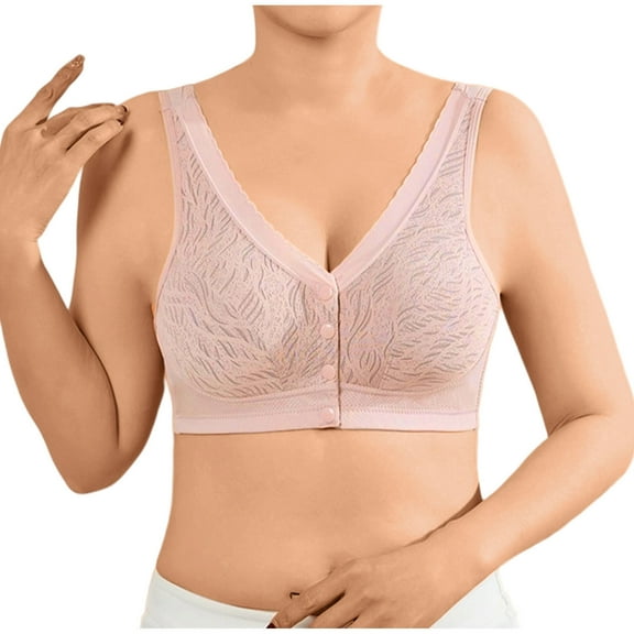 SCSAlgin Front Snap Closure Padded Bra for Older Senior Women, No Underwire Comfortable Bra