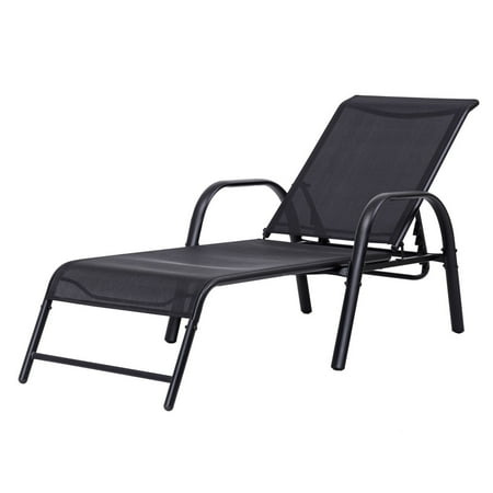 Goplus Outdoor Patio Chaise Lounge Chair Sling Lounges Recliner