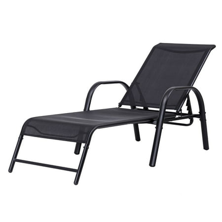 Goplus Outdoor Patio Chaise Lounge Chair Sling Lounges Recliner Adjustable