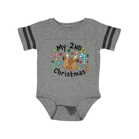 

Inktastic My 2nd Christmas Cute Reindeer with Candy Canes Gift Baby Boy or Baby Girl Bodysuit