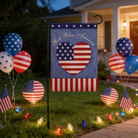 Double Sided Patriotic Linen Garden Flag 12x18 Inch Balcony 4th of July Decoration, Independence Day Yard Decor with USA Flag Prints Fade Resistant Outdoor Flag for Porch, Patio