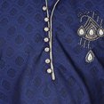 thumbnail image 2 of SKAVIJ Kurta Pajama Set for Men Jacquard Silk Wedding Dress Blue XL, 2 of 6