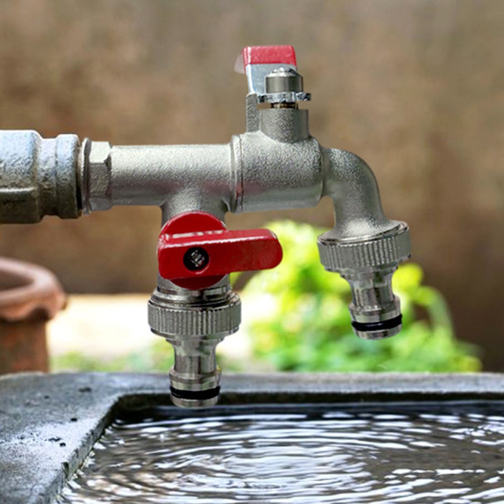 1/2" Single/Double Outlet Valve Garden Irrigation Water Tap Faucet Anti-Freeze Double